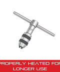 T-Handle Tap Wrench For Holding Taps, Drills, Reamers And Small Tools, 1/4-1/2 Inch Capacity, shown with metal handle