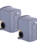 Two grey Water Pressure Switch For Well Pump 50/70 PSI 2 Pack Easy Install with 1/4 In NPT Female Fittings Durable Replacement