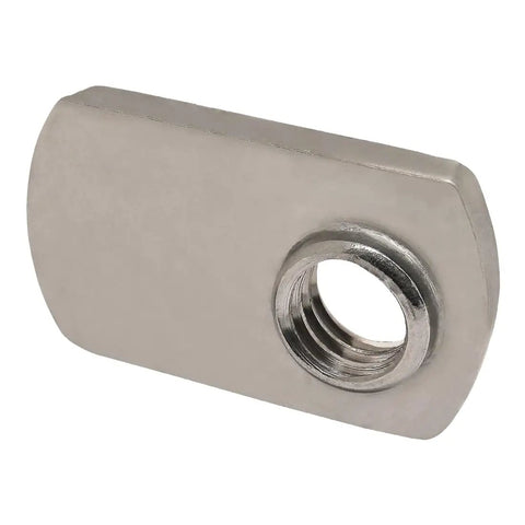 Stainless Steel Slide In T Nut With Offset Thread For Fifteen Series Aluminum Extrusion Five Sixteenths By Eighteen Thread