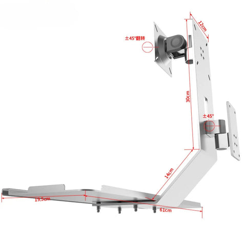Heavy Duty Monitor Mount And Industrial Keyboard Tray Featuring Multi Angle Swivel Brackets, compact design with adjustable arms.