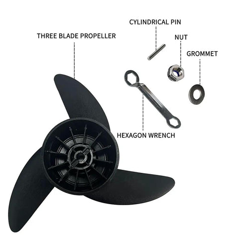Three Blade Trolling Motor Propeller Upgrade For 32-46 Lbs Thrust Outboard, 23 Cm Diameter, M4 Mount, Heat Treated Nylon Blades For High Speed, Power, And Efficiency In Shallow Water