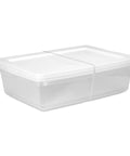 Totally Dope 28 Quart Storage Bins 2 Pack Featuring Crisp Clear View And Snug Snap Lid For Legit Closet Organization Bedroom Glow Up Or Dorm Room Must Haves In Classic White, clear tub with lid.