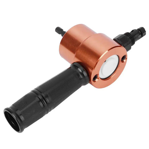 Double Headed Sheet Metal Nibbler Drill Attachment Electric Power Cutter Tool For Auto Body Repair Aluminum Steel Copper Puncher Accessory close-up view with copper and black materials.