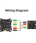 Wiring diagram for ExpressLRS 2.4GHz RX Nano Module, showing solder and plug-in connections for quadcopter drones.