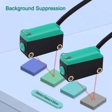 Diffuse Reflection Photoelectric Sensor With Background Suppression Not Affected By Object Color PNP Output 12 To 24V DC 5 To 350mm Detection Range