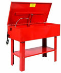 40 Gallon Parts Washer With Electric Solvent Pump and shelf tank in red for auto shop cleaning station