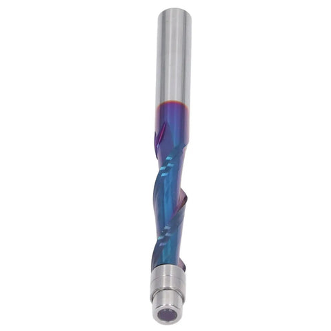 Premium Compression Flush Trim Carbide Router Bit With Ball Bearing, 1/4 inch shank, ideal for smooth wood and CNC projects.