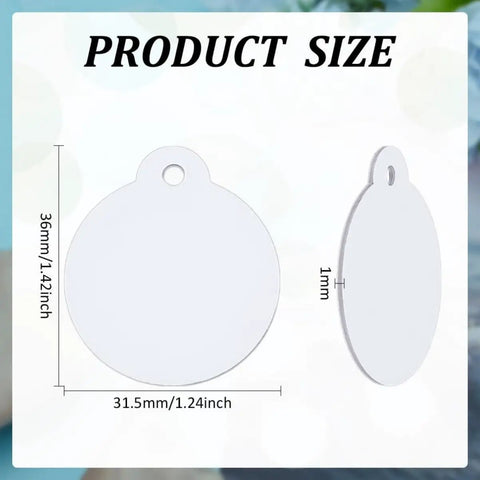Round Aluminum Sublimation Blanks Set Of 50 Pcs For Double Sided Heat Press Printing And Laser Engraving Tags 1.24x1.42 Inch 1mm Thick
