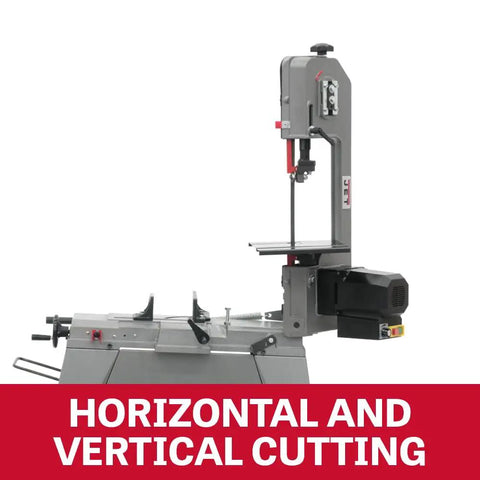 Five By Six Inch Metal Cutting Band Saw With Horizontal And Vertical Operation Variable Speed Motor Three Step Gear Transmission Pro Grade One Half Horsepower 115 Volt Single Phase Workhorse For Metal Wood And Plastic