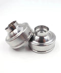 Direct-drive seal carrier assembly for waterjet pump, polished metal, two pieces shown.