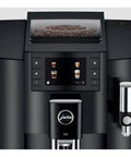 Top Shelf Heavy Duty Fully Automatic Coffee Maker With Real Bean To Cup Fresh Grind And Sleek Interface For Smooth Effortless Home Barista Brewing Action, featuring touchscreen and grinder.