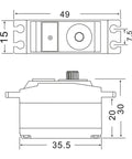 Pdi Hv2545mg Digital Servo Delivering Four Point Five Kg Coreless Motor With Two Hundred Twenty Degree Metal Gear dimensions drawing