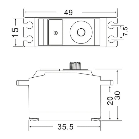 Pdi Hv2545mg Digital Servo Delivering Four Point Five Kg Coreless Motor With Two Hundred Twenty Degree Metal Gear dimensions drawing