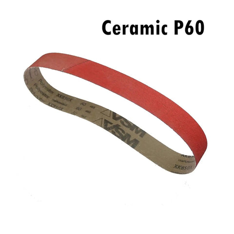Four Piece Ceramic Sanding Belts For Heavy Duty Metal Grinding Built Tough To Blast Through Carbon Steel and Stainless Steel Includes 36 60 80 120 Grit Options In 12X24 Inch Size P60 ceramic sanding belt.