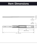 Diagram of Beefy Heavy Duty Steel Drawer Slide Three Section Full Extension Self Close Side Mount Ball Bearing Cadmium Finish 100 Lb Capacity
