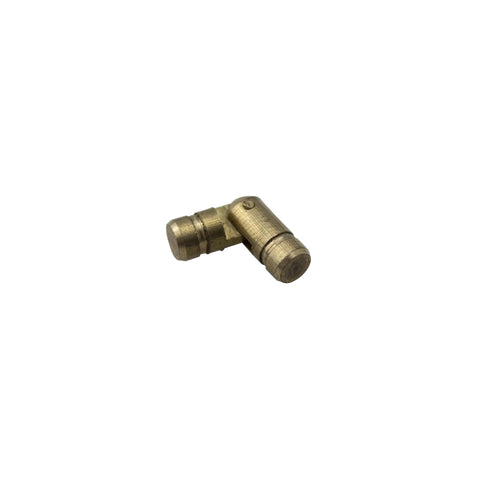Close-up of a single Invisible Brass Barrel Hinge from a 20 Pcs set, used for jewelry boxes and small woodworking projects, rust-resistant.