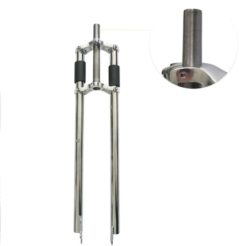 Beefy 1 Inch Threaded Non Suspension Bicycle Fork For 26 Inch 700C And 29 Inch Wheels With Double Aluminum Shoulder Crown, Disc Brake