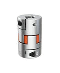 Premium Flexible Plum Shaft Coupler Clamp For 16mm Bore Jaw Connector With D30 L35 Design, silver with orange accents, ideal for motor drive.