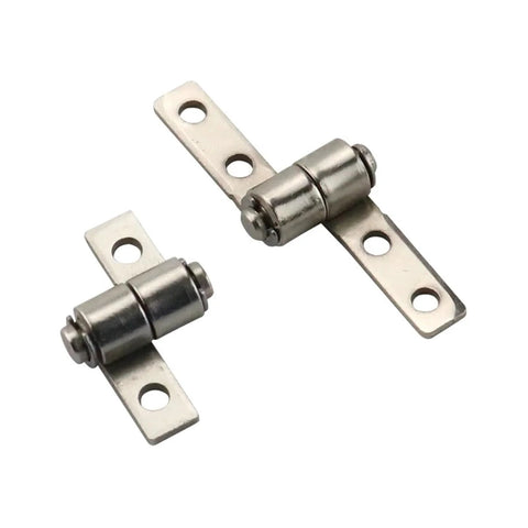 Two stainless steel 360-degree torque axis free-stop hinges with mounting plates.