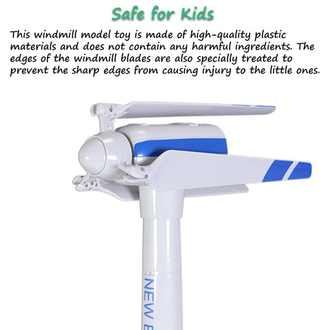 Close-up of the Wind Turbine Toy Clockwork Generator Model STEM Science Kit For Kids And Makers, showing windmill blades.