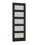 Sleek 30x80 Black Frosted Glass Slab Door With Five Lite French Look Solid Wood Barn Style Pre Assembled Pocket Door