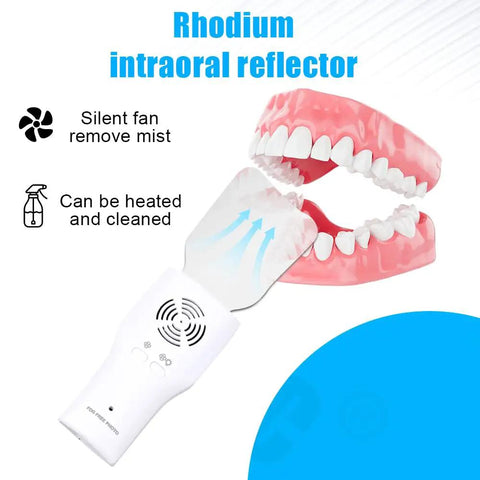 Fog Free Dental Occlusal Photography Mirror With LED Light Anti Fog Fan 360 Degree Rotating Handle Adjustable Brightness Rhodium Coated Mirror medical dental mirror