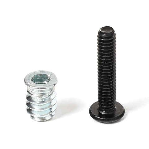 30 Piece 1/4-20 Threaded Wood Inserts And Bolts Kit For Woodworking With Washers, Black Oxide Fasteners, 15mm Inserts And 1 Inch Bolts
