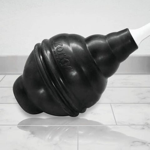 Top Tier Beehive Styled Toilet Plunger With Durable Fifteen Inch Grip And Six Inch Rubber Suction Cup Ships With Neat Wall Rack on floor