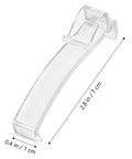 Thirty Piece Set Of Transparent Valance Clips For Window Blinds 2.5 Inch Hidden Track Holders in clear plastic with dimensions.