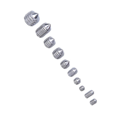 High Grade Stainless Steel Grub Screws With Hex Socket And Cone Point, M3 Through M8 Metric Machine Fasteners In Tough Storage Box, Straight Shot For Precision Instrument Repair And Tight Assembly
