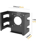 Solid Metal Under Desk Computer Mount With Vertical Tower Stand Holder To Salvage Desk Space and keep your main rig or workstation setup tight and totally clutterfree daily, dimensions shown.