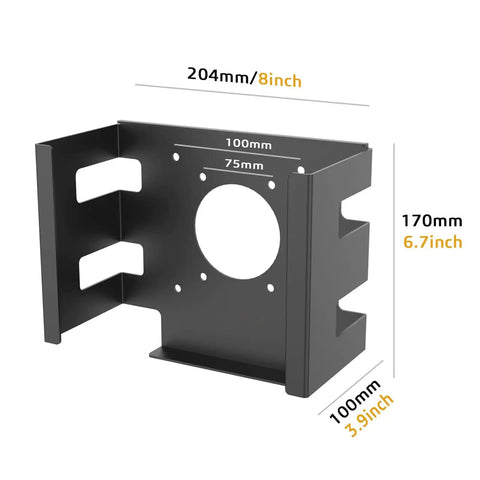 Solid Metal Under Desk Computer Mount With Vertical Tower Stand Holder To Salvage Desk Space and keep your main rig or workstation setup tight and totally clutterfree daily, dimensions shown.