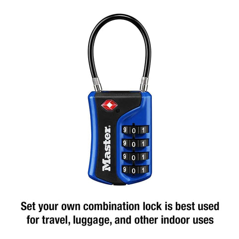 Set Your Own Combination TSA Approved Luggage Lock For Travel Security, 1 Pack, blue lock with resettable dial for suitcases.