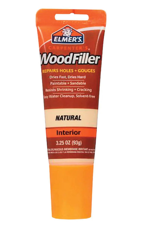 Carpenter's Wood Filler 3.25 Ounce Tube Natural Paintable And Sandable For Wood Repair Easy Water Cleanup Resists Shrinking And Cracking Great For Do It Yourself Home Projects