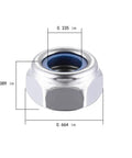 M10 Nylon Inserted Stainless Steel Hex Lock Nuts 304 Self Locking Self Clinching Pack Of 20 10mm Thread 17mm Across Flats