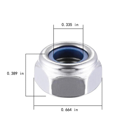 M10 Nylon Inserted Stainless Steel Hex Lock Nuts 304 Self Locking Self Clinching Pack Of 20 10mm Thread 17mm Across Flats