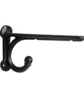 Heavy Duty Iron Decorative Shelf Bracket With Hook, Antique Style Wall Mount, Side View, Solid And Easy Install, Screws Included