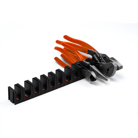 Pro Series 4.0 Magnetic Plier Organizer For Tool Drawers with 12-slot modular holder, showcasing neatly arranged pliers.