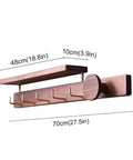 Wall Mounted Coat Rack Featuring Dope Top Shelf For Keys And Jackets Solid Hardwood Construction Plus Durable Brass Hooks, size dimensions visible.