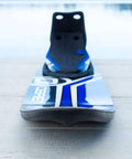 Close-up of 68-inch Adult Water Skis Celebrity Ski Combo For Beginners To Pros, blue design with dual tunnel, front angle view.