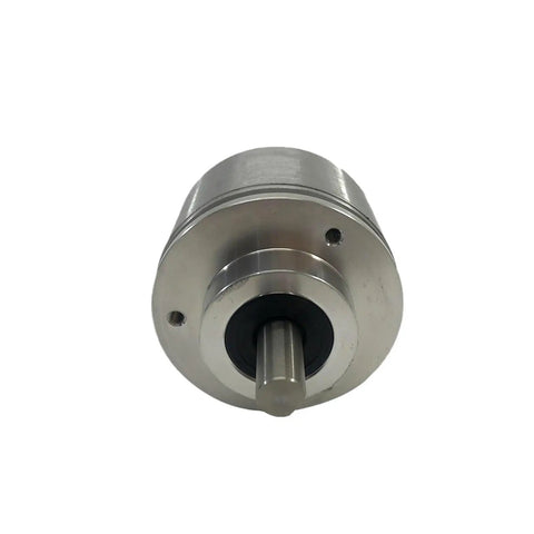 Front view of Absolute Rotary Encoder With IP67 Shaft, showing compact design and robust metal construction for precision sensing.