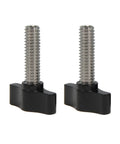 Rock Solid 5/16 X 1 Thumb Screws With Sleek Black Aluminum Knobs And Durable Stainless Steel Threads For Quick No Sweat Diy Builds And Top Shelf Shop Upgrades Pack Of Four showing two black aluminum thumb screws with stainless steel threads.
