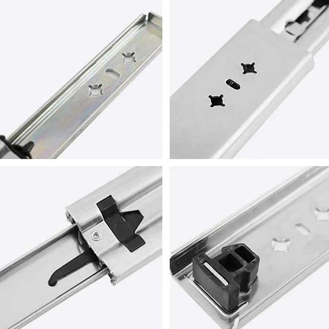 Close-up view of the Heavy Duty Drawer Slides With Soft Close Full Extension Rails Three Fold Ball Bearing Tracks Locking Design