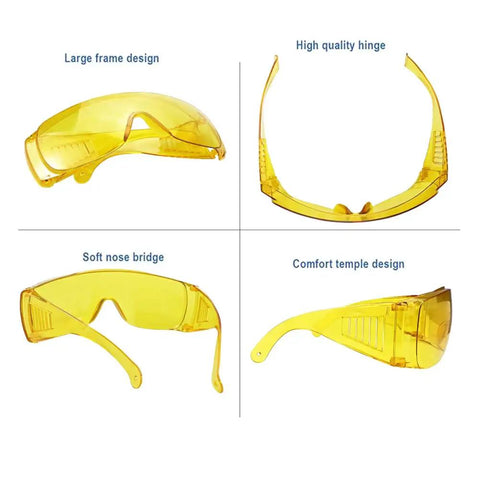 Heavy Duty Anti Fog Yellow Safety Goggles Real Deal Protective Eyewear Built To Go Over Prescription Specs For Dental Labs Teeth Whitening And Smooth Daily Construction Work with high quality hinge and soft nose bridge