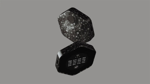 Keep Your Bitcoin Locked And Loaded With This Sleek No Seed Phrase Hardware Wallet Built For True Self Custody Featuring Hella Secure 2 Of 3 Multisig Setup And Smooth NFC Pairing On Any Phone, open design showing screen.