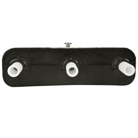 Back view of 8 Inch Center-Set RV And Mobile Home Shower And Tub Faucet With Dual Chrome Knobs, White Valve Connectors