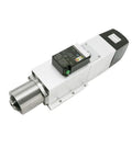 Hardcore Heavy Duty 4.5kw BT30 Automatic Tool Changer CNC Spindle Kit Air Cooled Square ATC Motor Assembly With 5.5kw VFD Inverter side view of spindle motor unit.