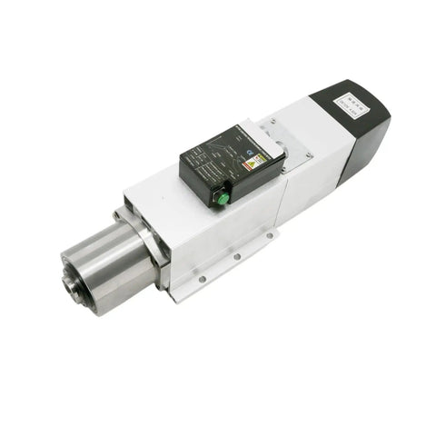 Hardcore Heavy Duty 4.5kw BT30 Automatic Tool Changer CNC Spindle Kit Air Cooled Square ATC Motor Assembly With 5.5kw VFD Inverter side view of spindle motor unit.