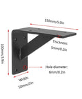 Heavy Duty Industrial Wall Mount Shelf Brackets Go To Space Saving Iron L Braces Sleek Black Floating Shelf hardware dimensions 150mm x 100mm x 50mm.