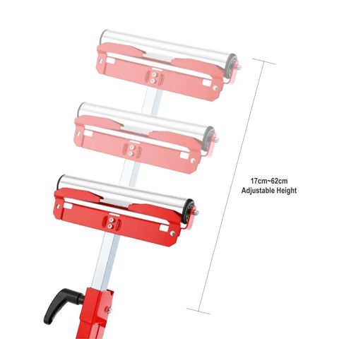 2 Pack Folding Roller Stands With 27 To 43 Inch Adjustable Height Heavy Duty Steel Build Ideal Outfeed Support For Table Saws And Woodworking Each Pair Holds Up To 500 Lbs Tool Free Height Adjustment height adjustment illustration